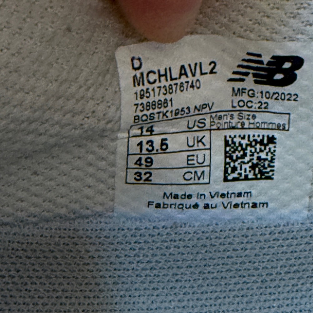 New Balance Fresh Foam Lav V2 White Blue Tennis Shoes MCHLAVL2 Mens 14 - Picture 6 of 8
